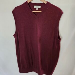 Turnbury Burgundy Extra Fine Merino Wool Mens Sweater Vest sz‎ L